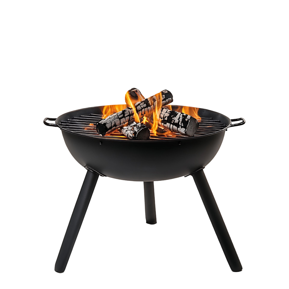 Black Fire Pit With Burning Logs png