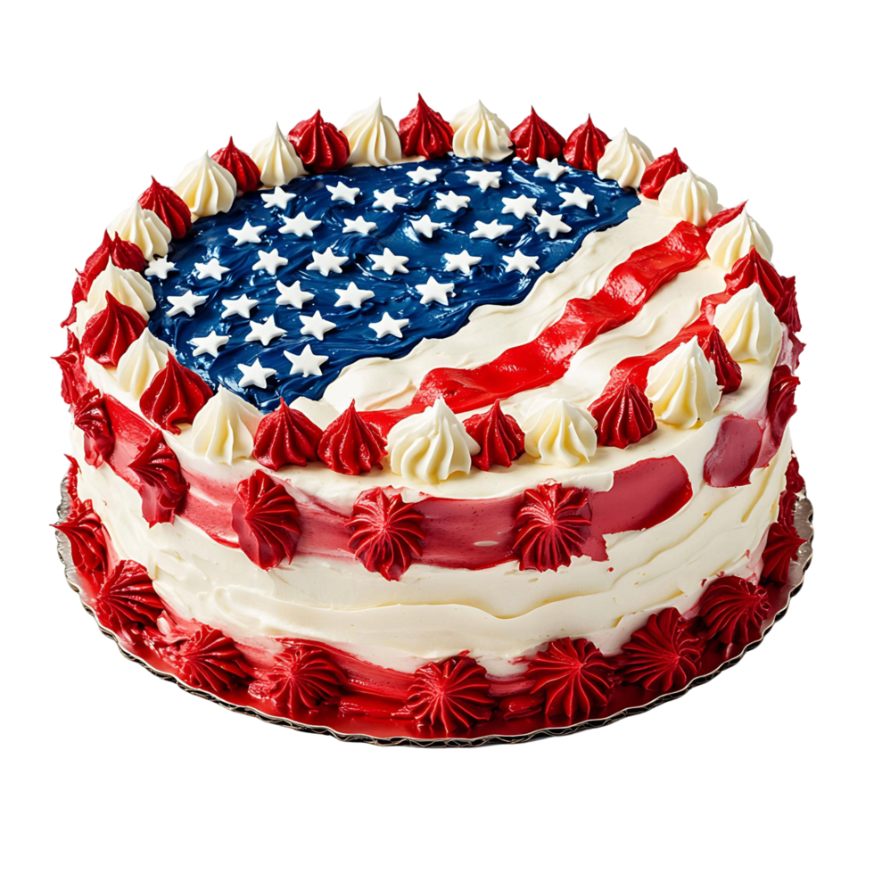 American Flag Cake isolated on transparent background png