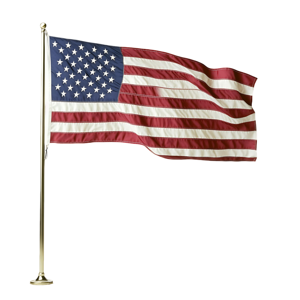 A red and white American flag is waving in the wind png