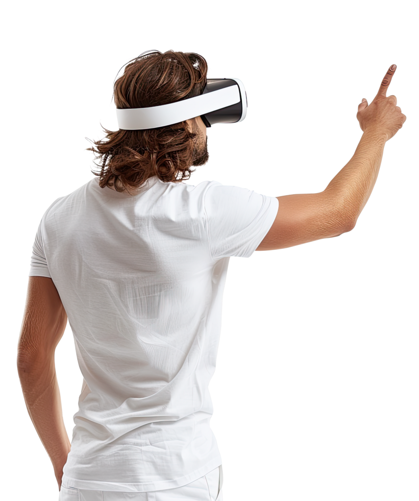 A man wearing a white shirt and a white vr headset png