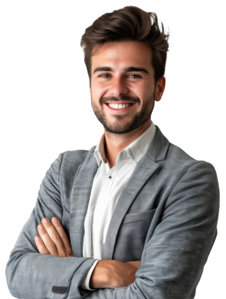 A man in a suit smiling png