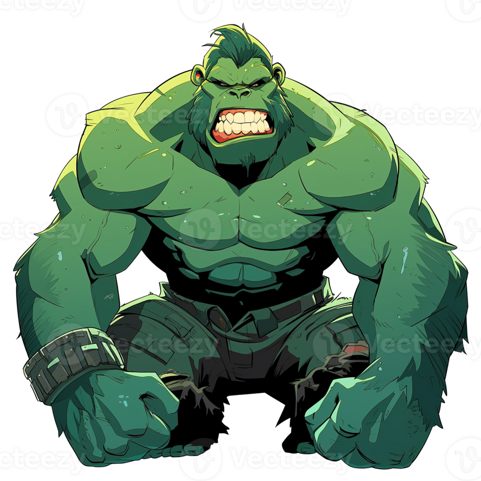 A large green humanoid creature with visible teeth and clenched fists png