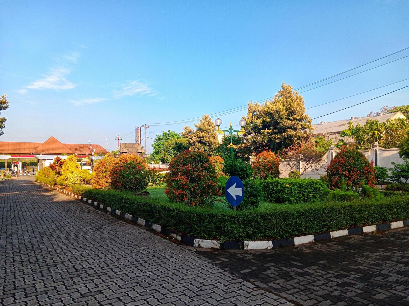 Serene City Park Featuring Lush Greenery and Clear Signage photo