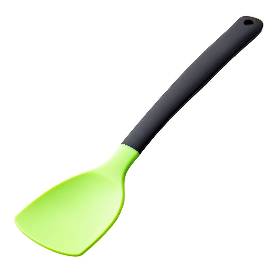 A kitchen utensil designed for cooking with a green spatula head png