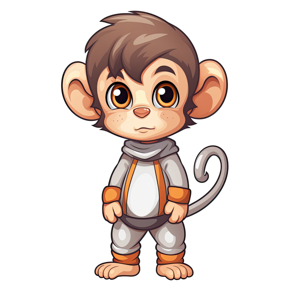 A smiling cartoon monkey wearing a tracksuit poses for viewing png