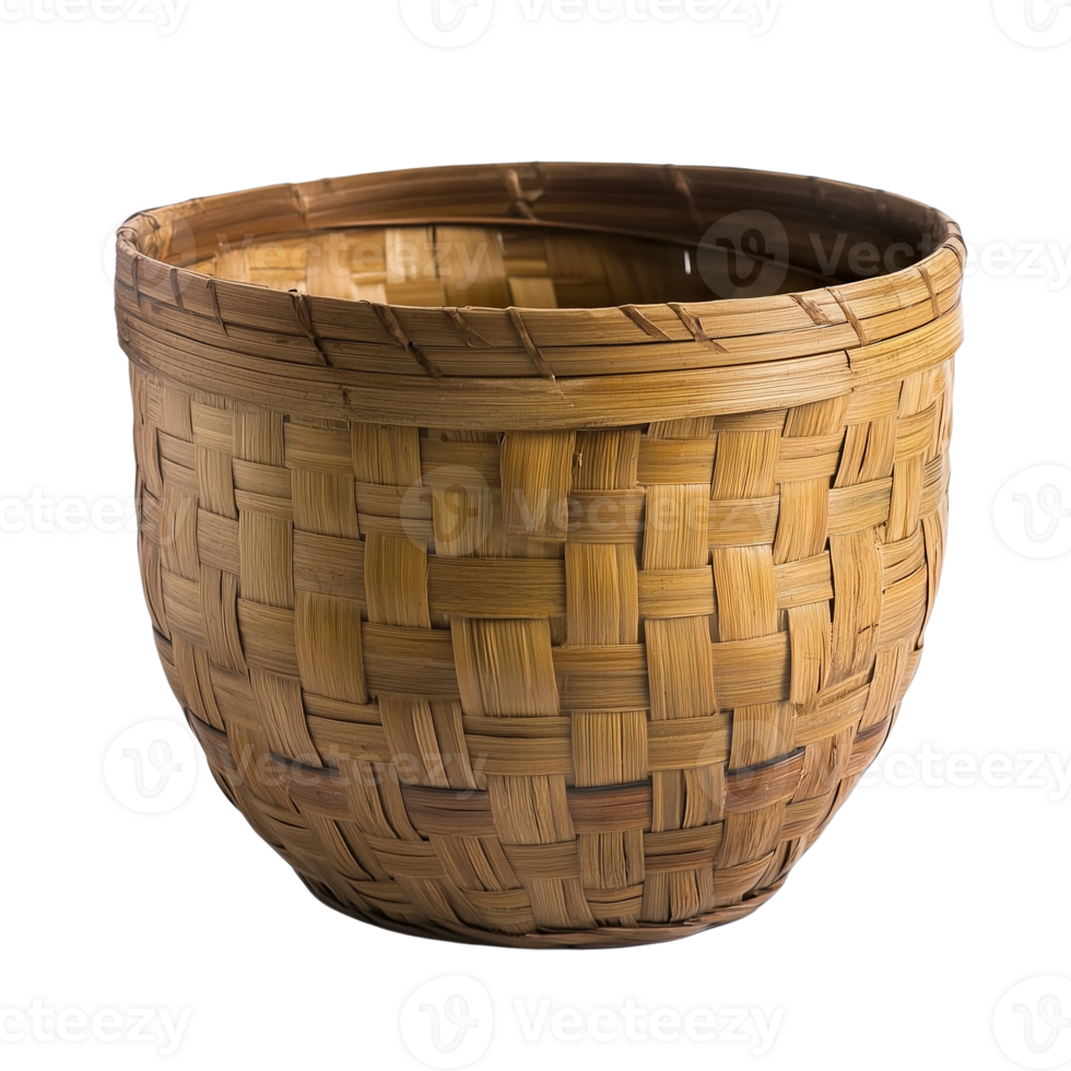 Bamboo Bucket for Rustic and Eco-Friendly Designs on Transparent Background png