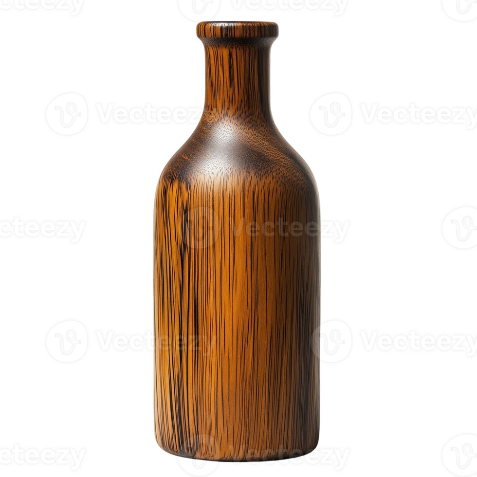 Wooden Bottle with Transparent Background, Perfect for Eco-Friendly and Natural Branding Concepts png