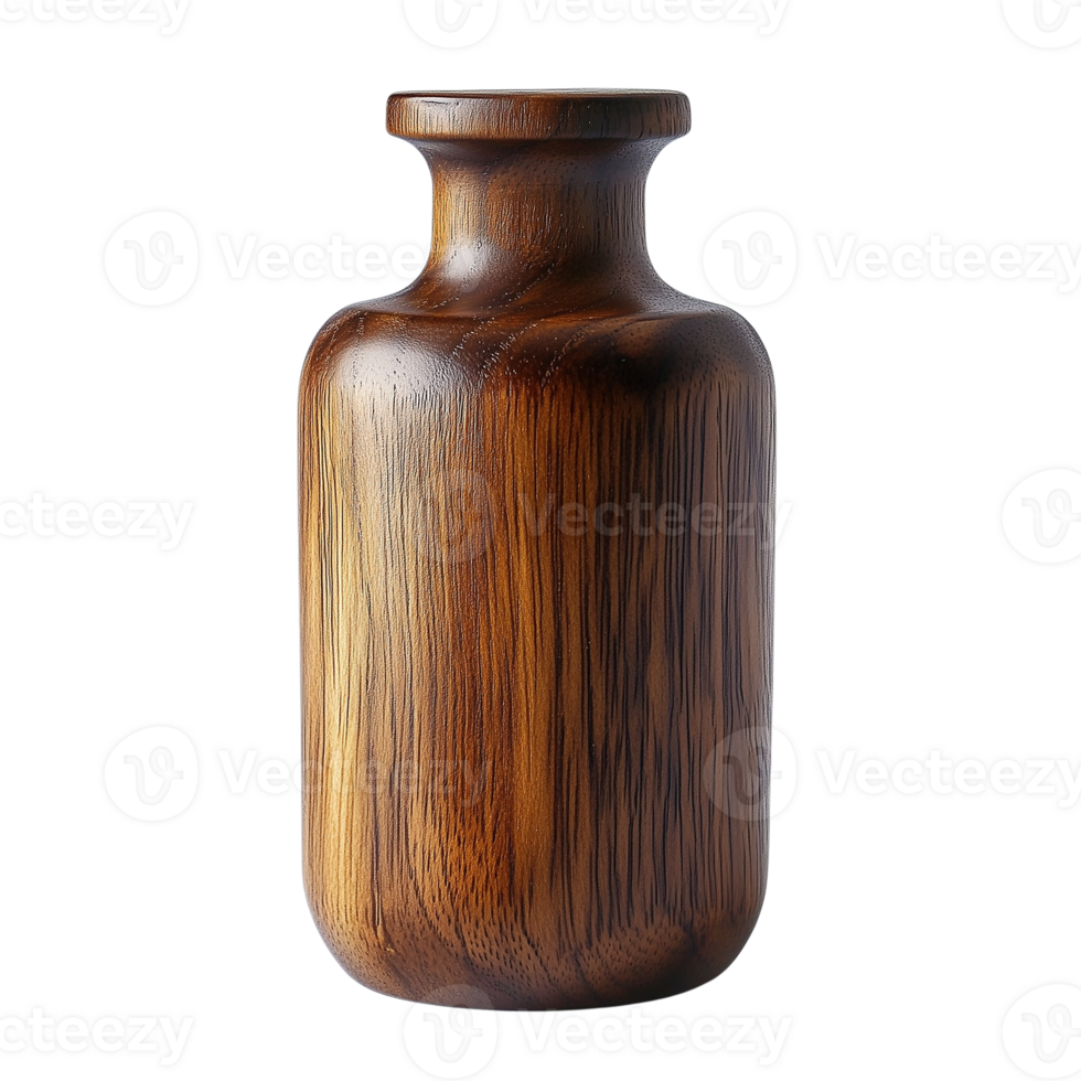 Isolated Wooden Bottle with Transparent Background, Perfect for Rustic and Eco-Friendly Branding png