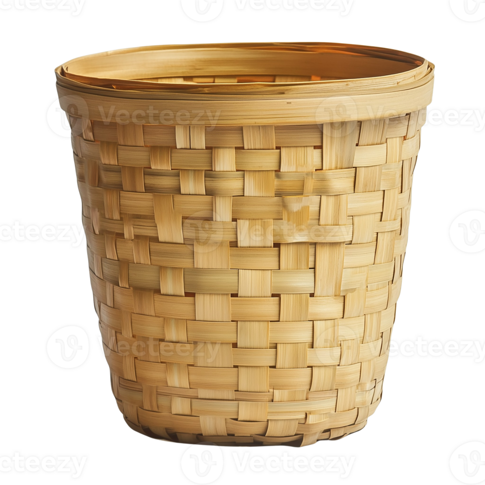 Bamboo Bucket Isolated on Transparent Background, Perfect for Sustainable and Rustic Themes png