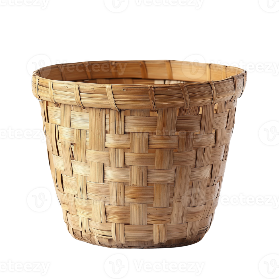 Rustic Bamboo Bucket Isolated on Transparent Background for Sustainable Lifestyle Designs png