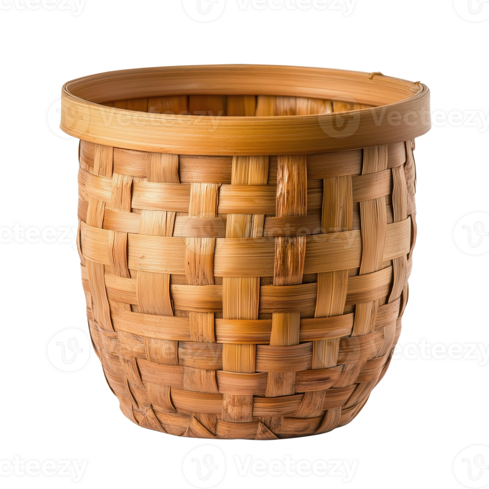Rustic Bamboo Bucket Isolated on Clear Background for Eco Friendly Design Concepts png