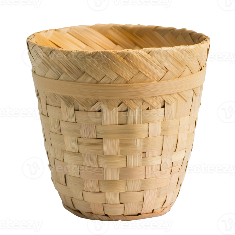 Bamboo Bucket with Transparent Background, Perfect for Eco Friendly and Rustic Decor png