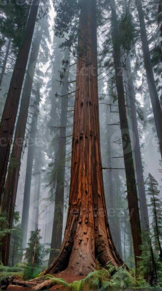 A large tree in the middle of a forest photo