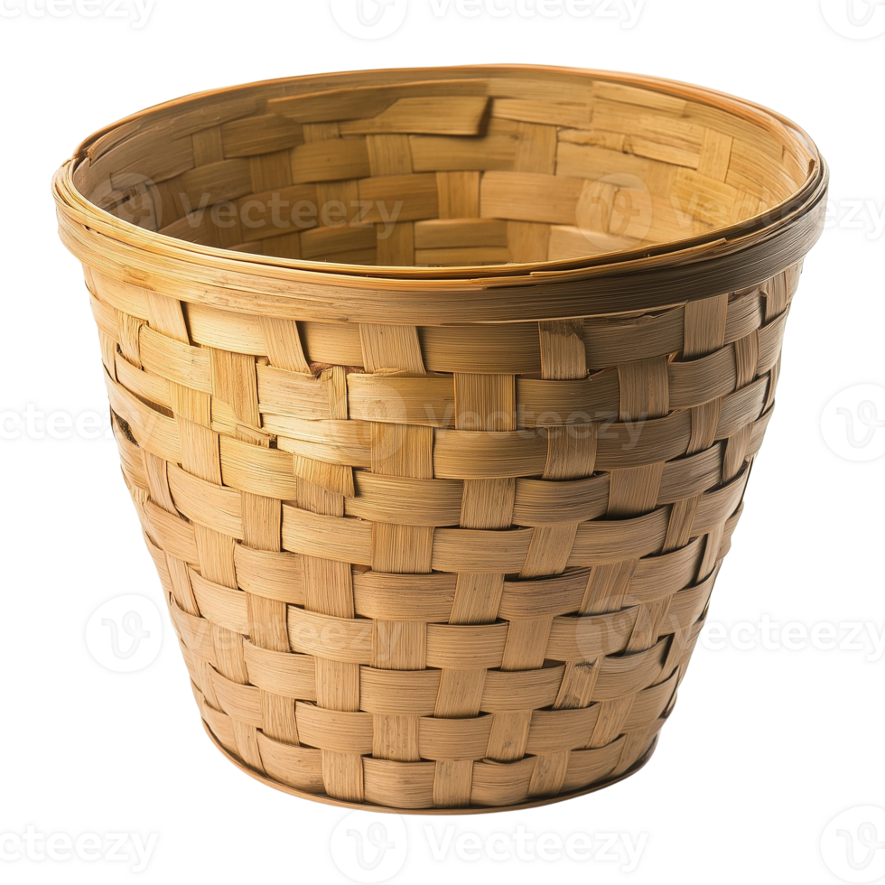 Eco Friendly Bamboo Bucket on Transparent Background for Rustic and Sustainable Designs png