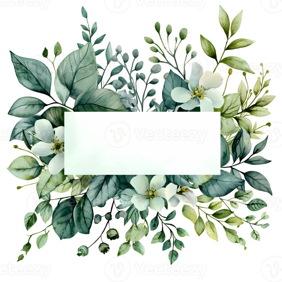 Greenery Floral Frame Design png