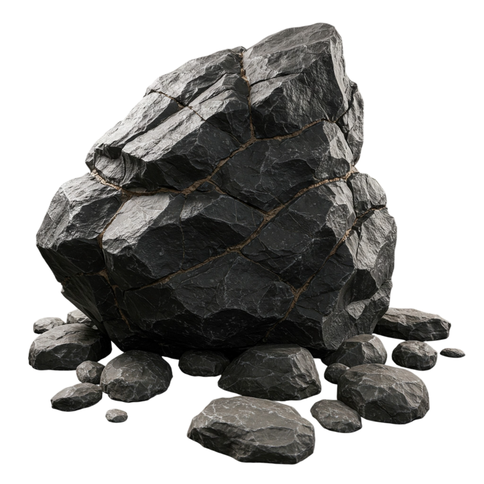 Rocks covered in moss with a snake and ants png