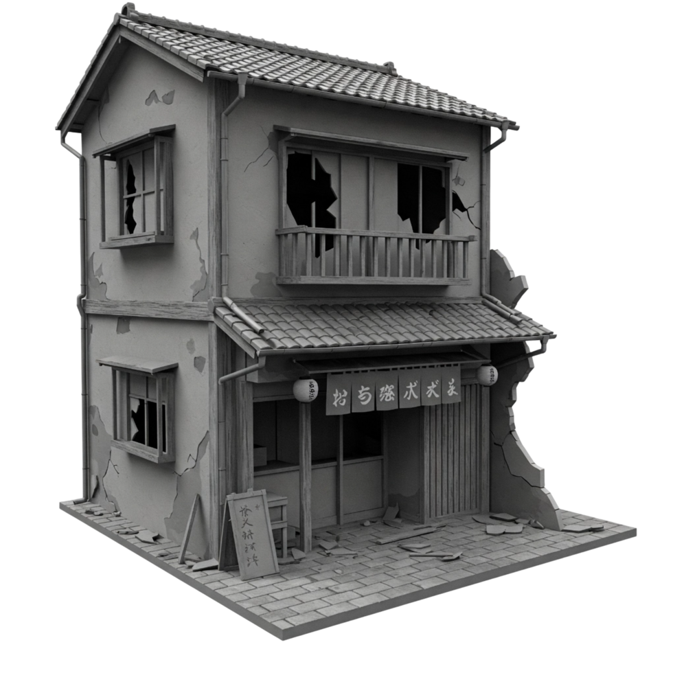 Abandoned Japanese House 3D png