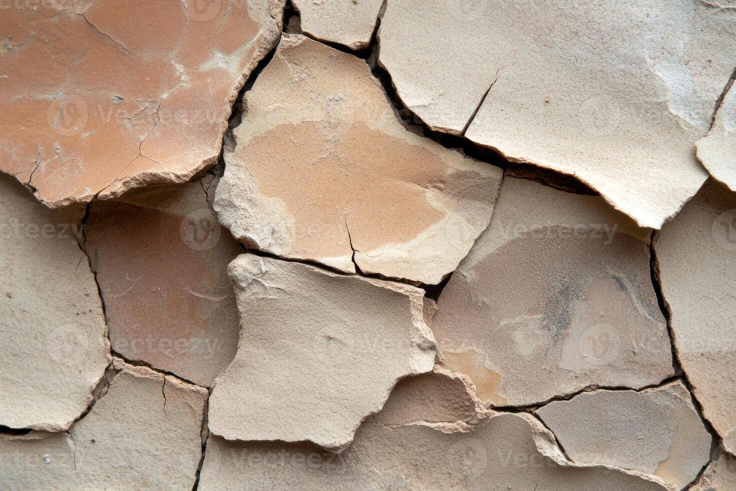 A close up of a cracked wall with some paint photo