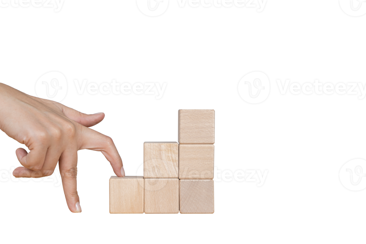 Fingers walking up blocks as stairs for concept about business and climbing up in seniority png