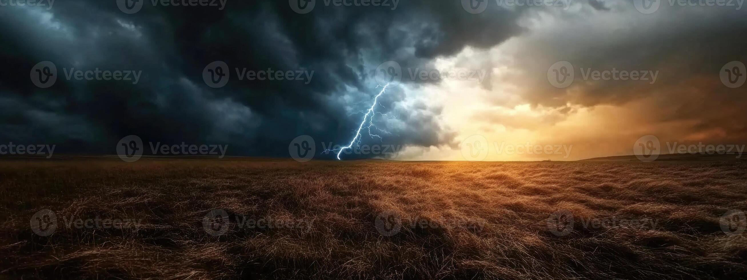 A stormy sky with lightning and a dark cloud photo