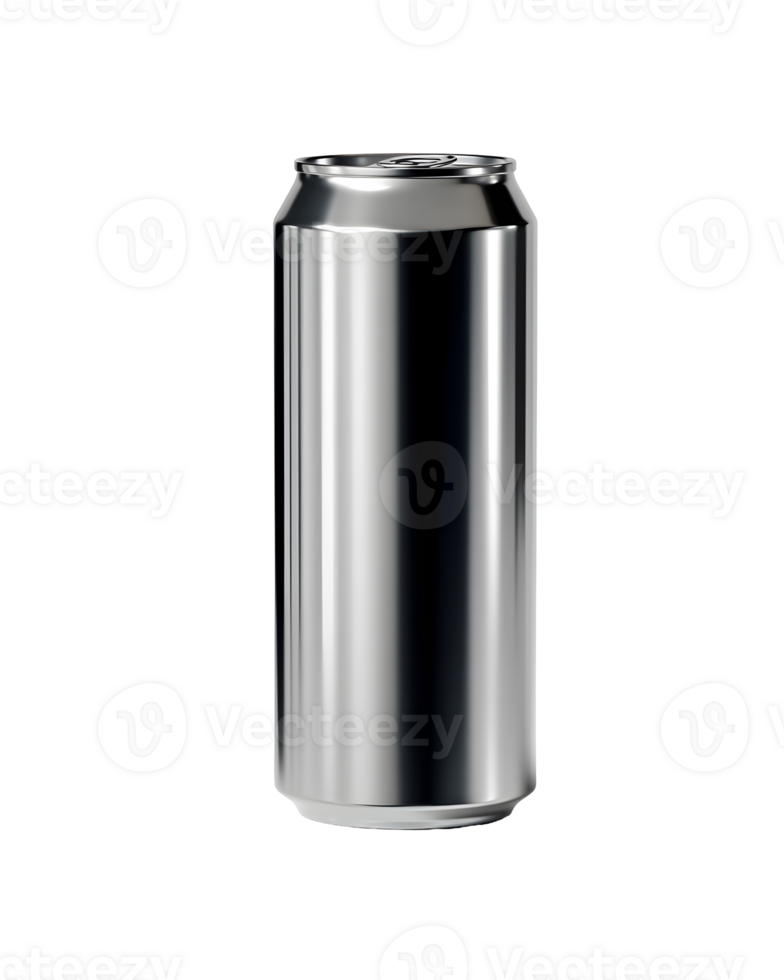 Sleek aluminum beverage container with reflective metallic surface display png