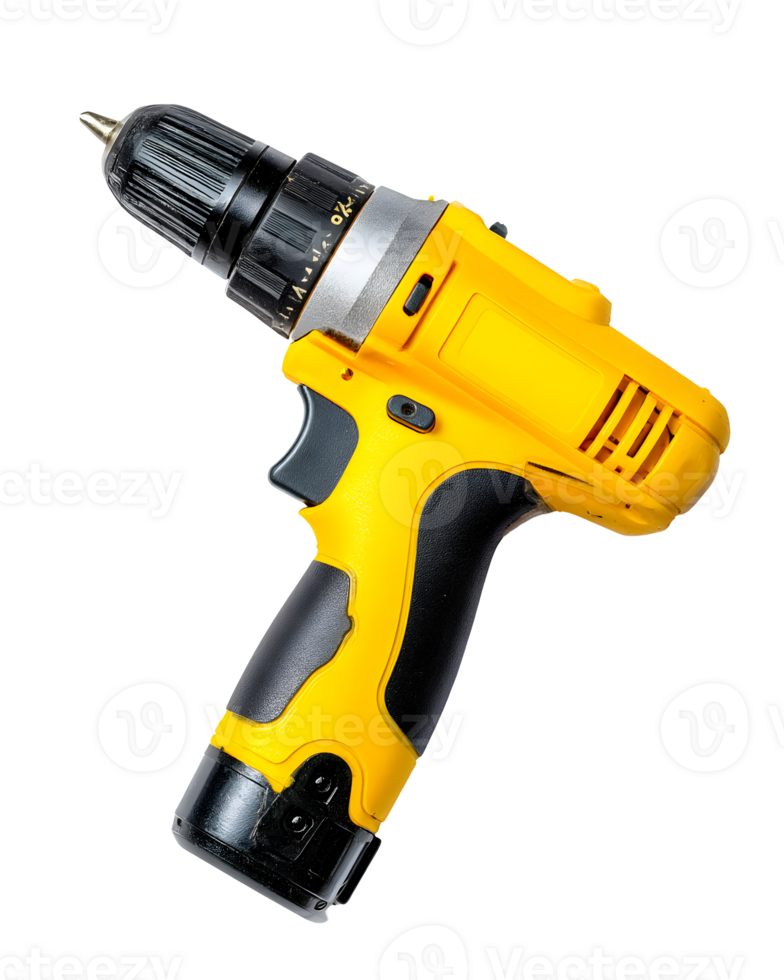 Yellow power drill tool for construction maintenance repair projects png