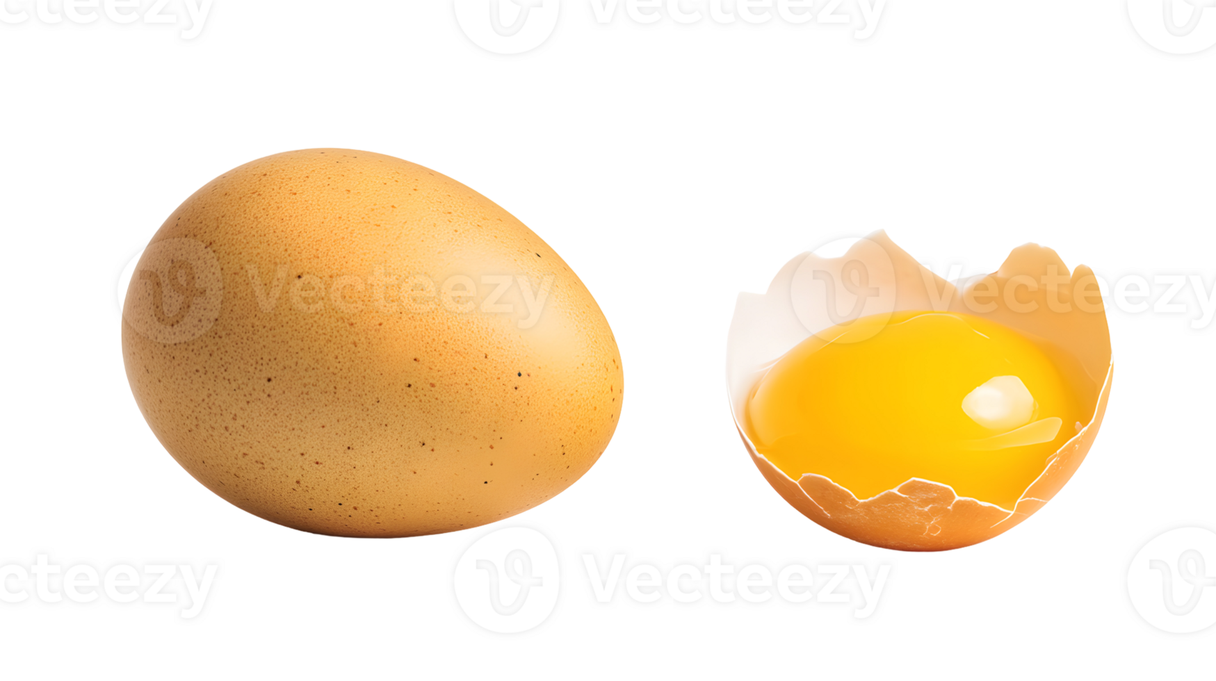 Isolated eggs with yolk shell illustrating culinary ingredient preparation png