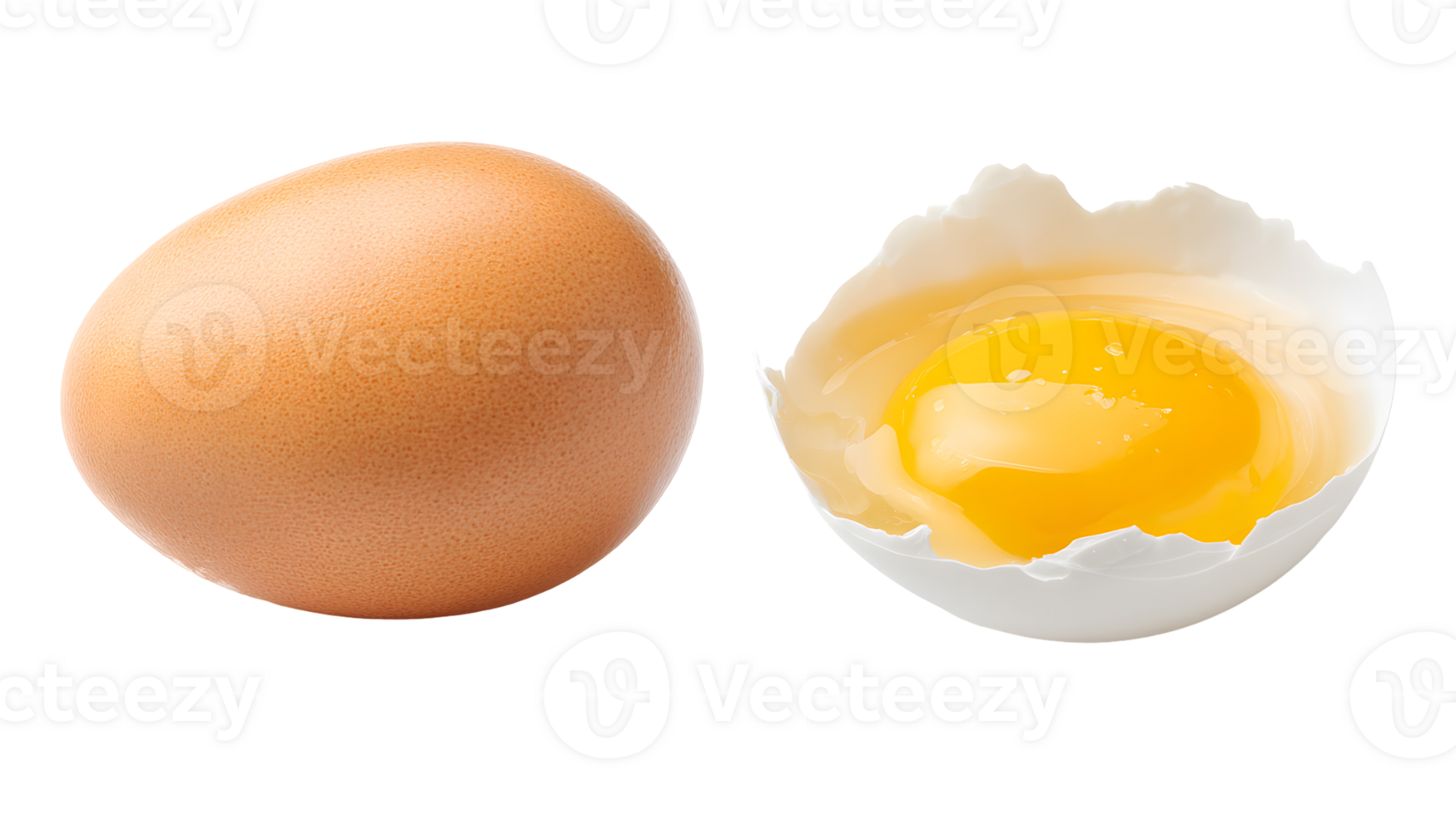Nutritious egg composition showcasing whole and cracked eggs on transparent background png