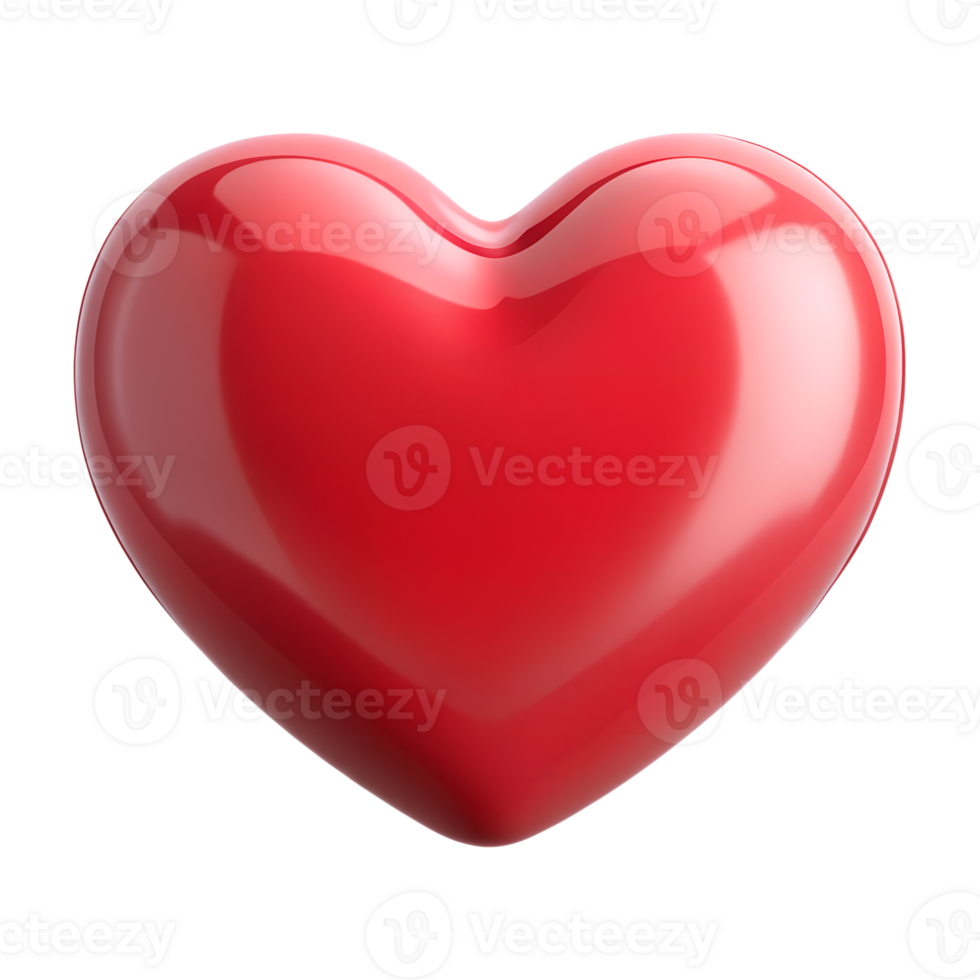 red 3d shiny glossy heart png