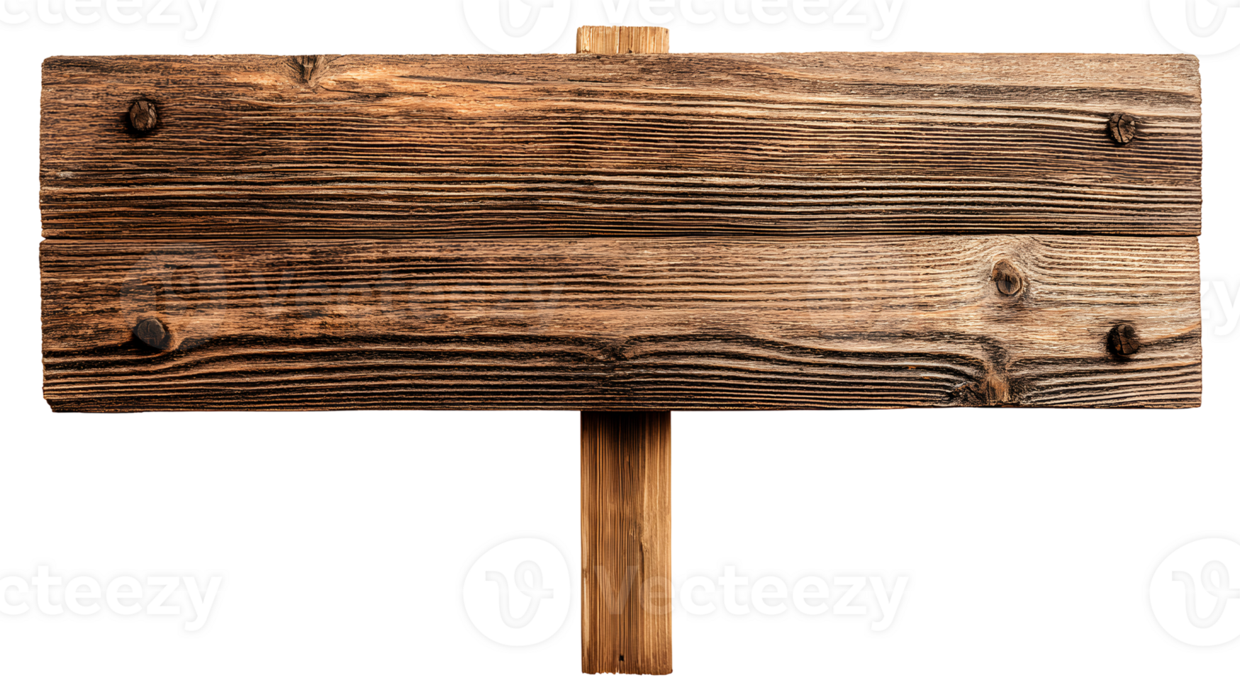 Rustic Wooden Signpost with Visible Grain and Secure Fasteners Presentation png