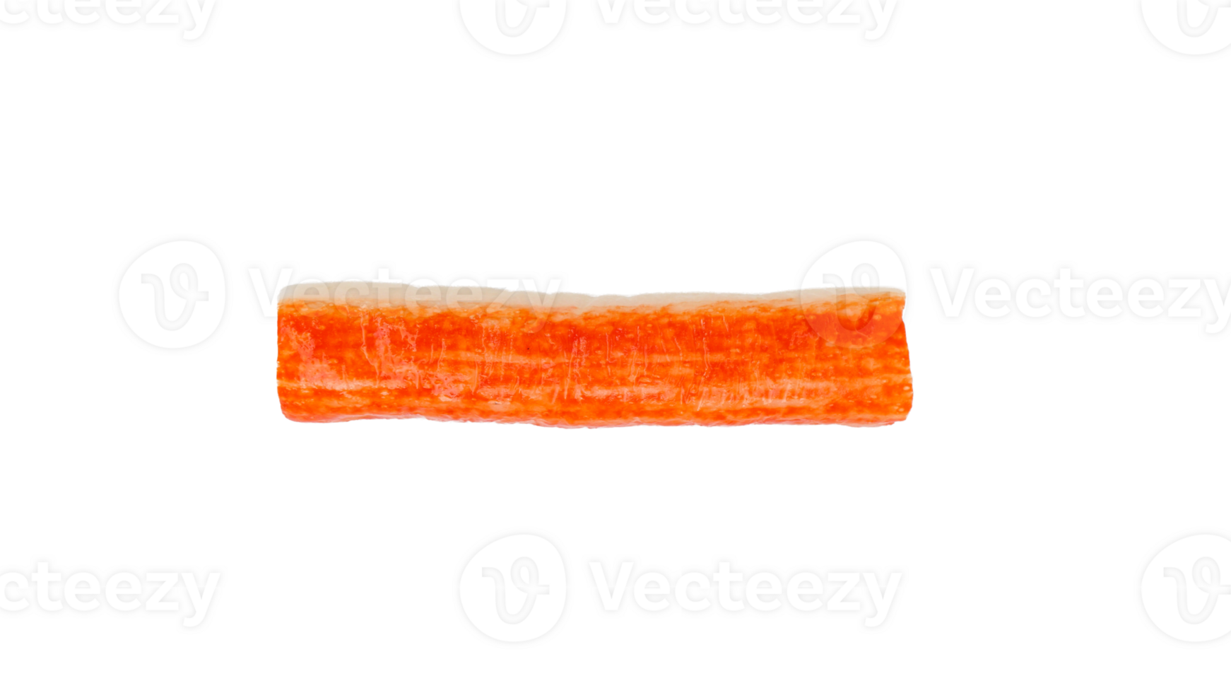 Top view of uncooked crab stick made from processed fish isolated on transparent background png