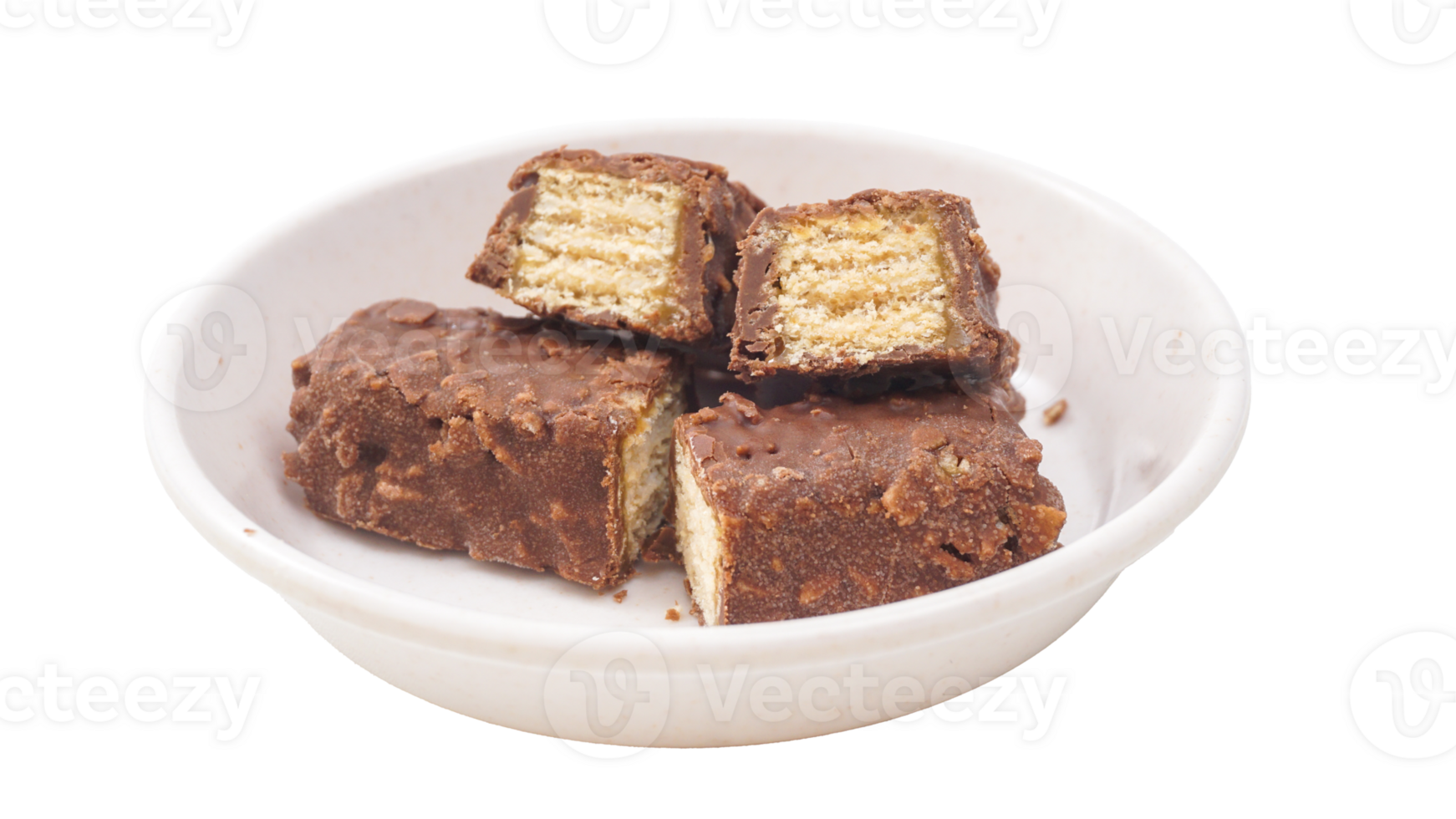 Delightful chocolate covered wafer bars with crunchy layers and caramel isolated on transparent background png