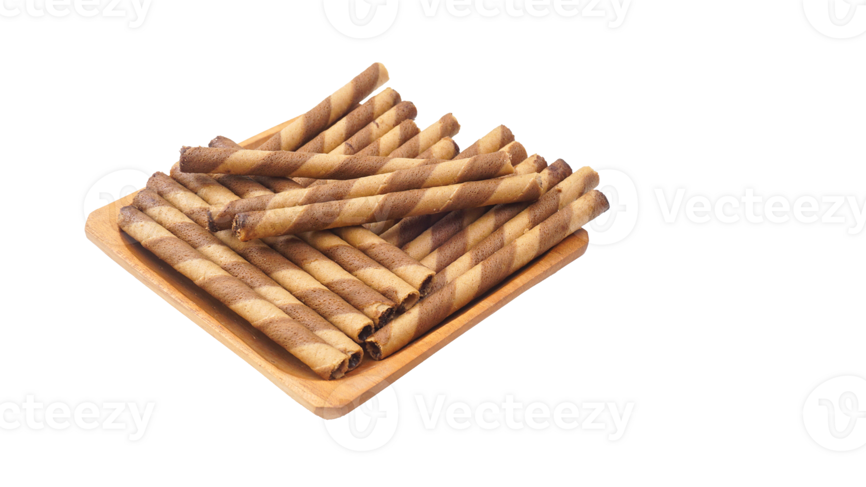 Sweet wafer rolls with rich chocolate filling isolated on transparent background png