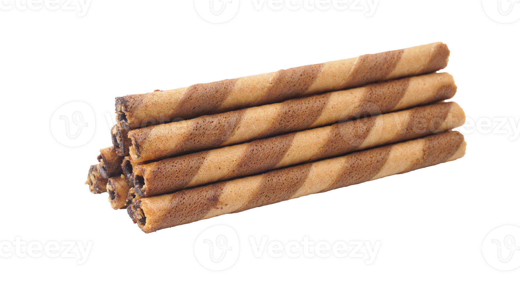 Delicious chocolate wafer rolls with a light and airy crunch isolated on transparent background png