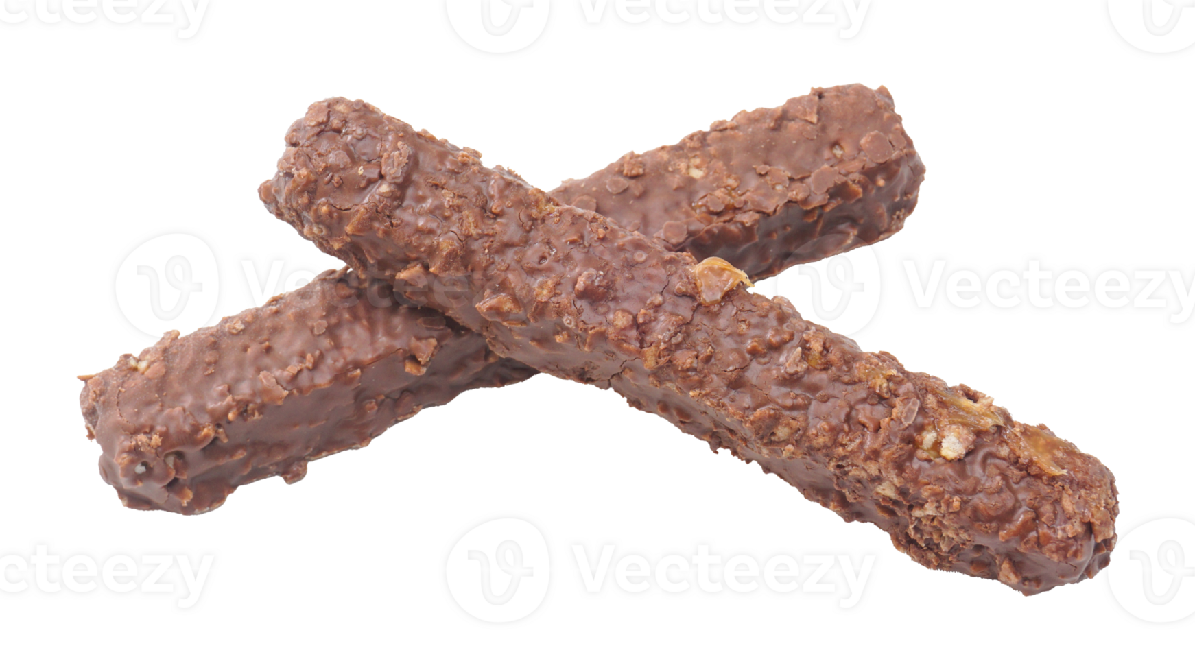 Delicious chocolate coated wafer bars with crunchy layers and caramel filling isolated on transparent background png