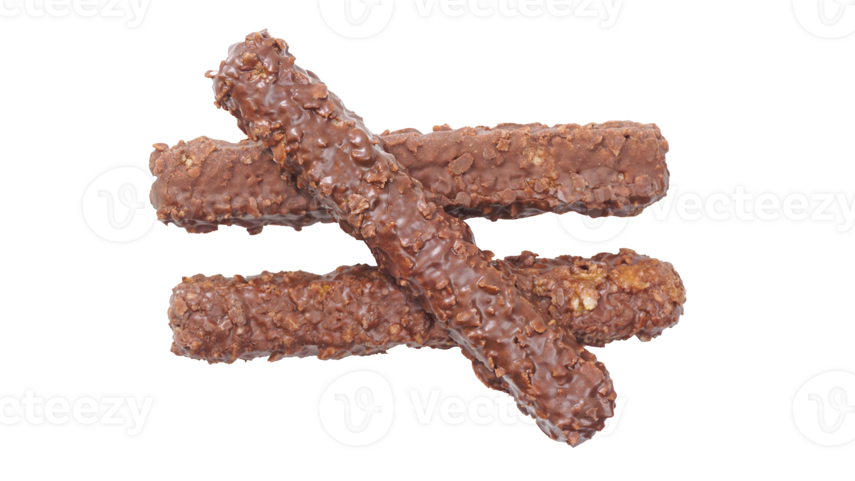 Chocolate dipped wafer bars with layers of crispy wafers and caramel isolated on transparent background png