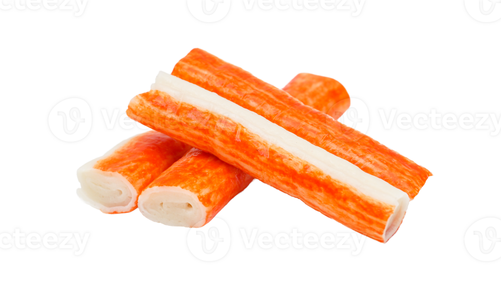 Crab stick made from processed fish meat isolated on transparent background png