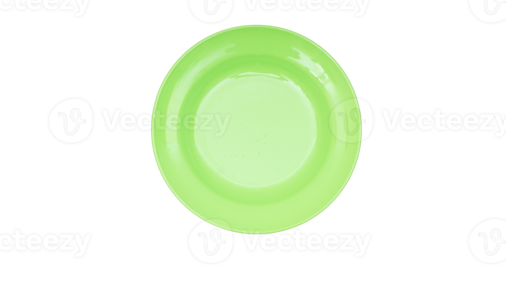 Round green melamine plate isolated on transparent background png
