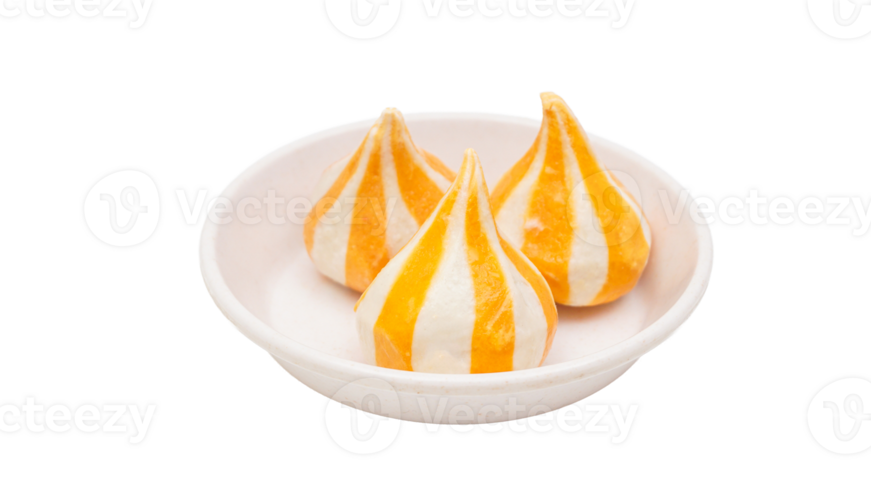 Raw yellow stripped cheese dumplings on bowl isolated on transparent background png