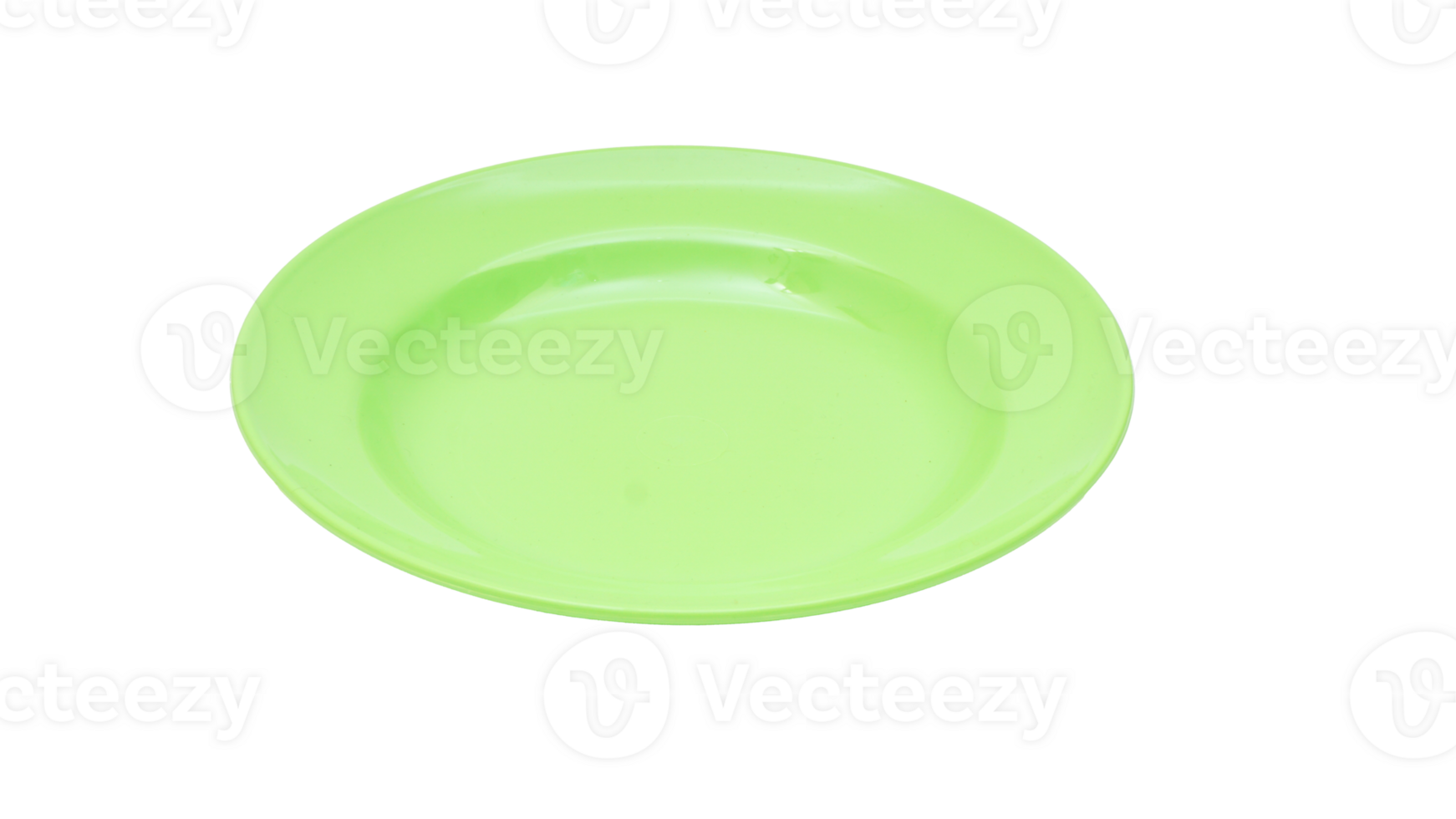 Empty green melamine plate isolated on transparent background png