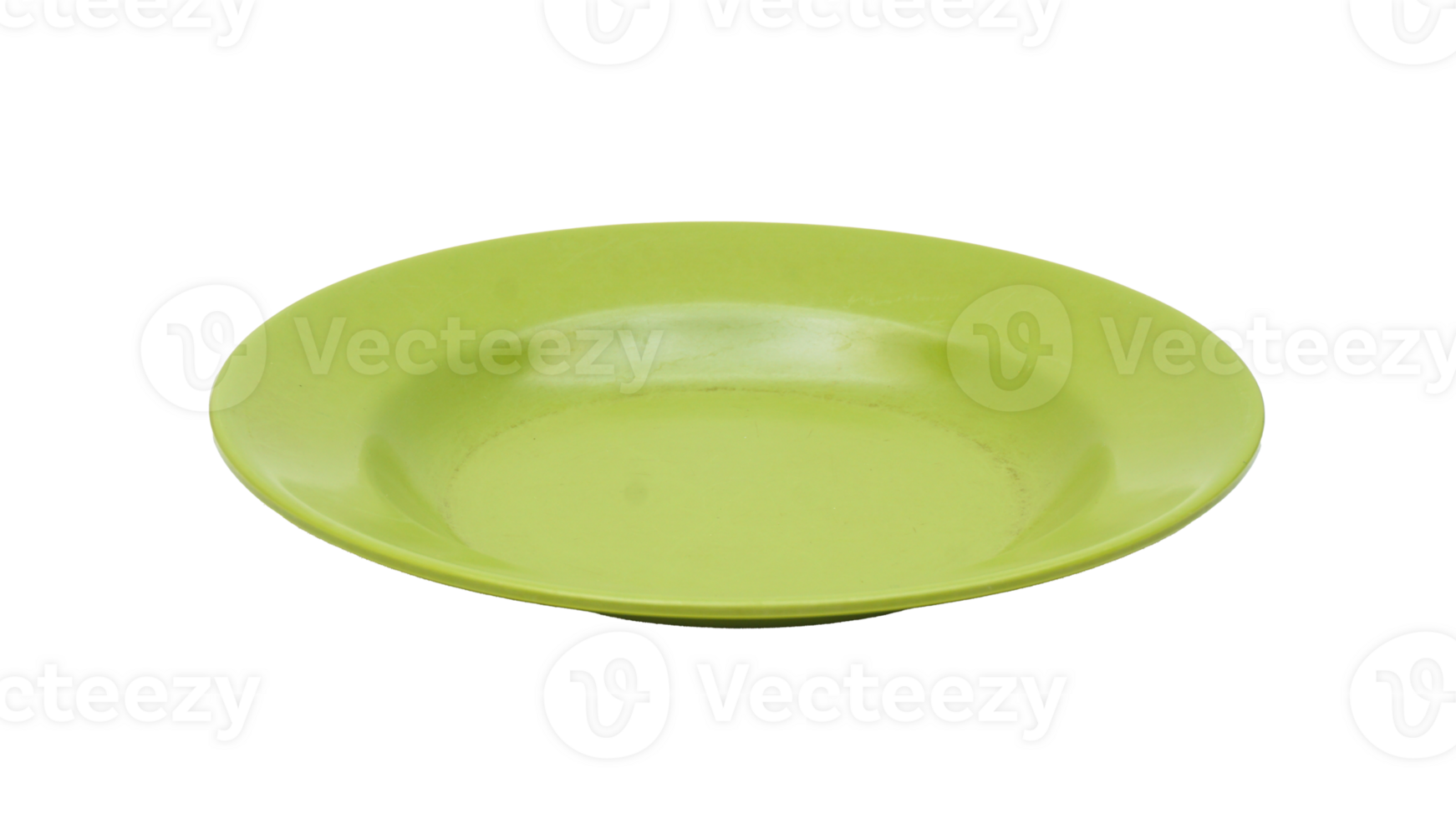 Empty dark green melamine plate isolated on transparent background png