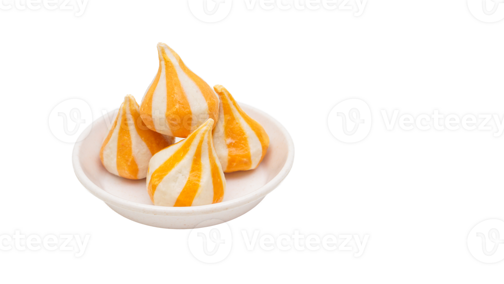 Raw yellow stripped cheese dumplings on small bowl isolated on transparent background png
