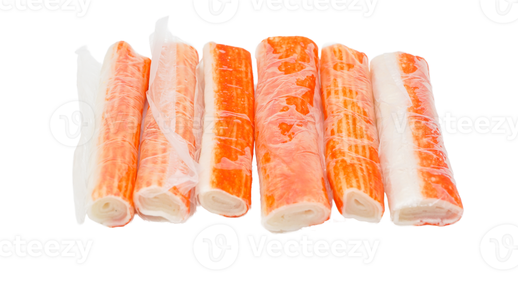 Crab stick or imitation crab meat made from processed fish meat isolated on transparent background png