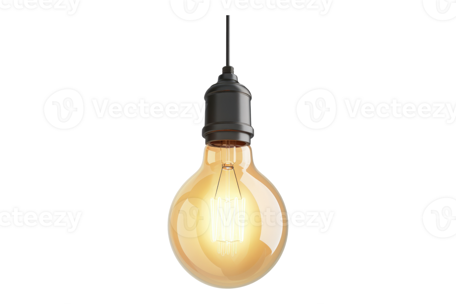 A hanging light bulb isolated on transparent background png