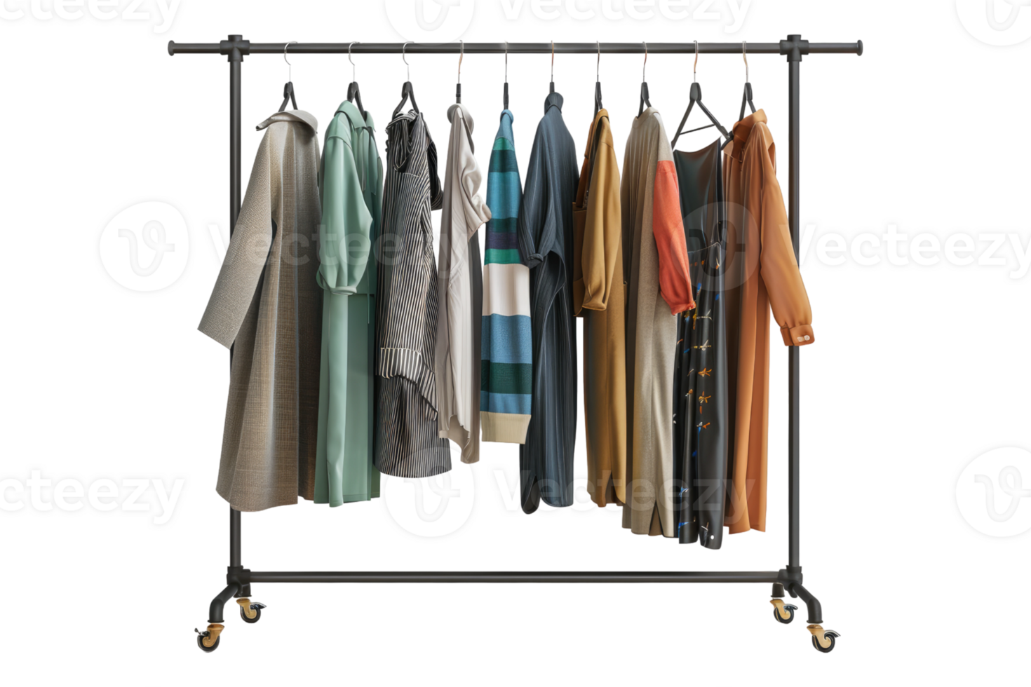 A deverse selection of garments isolated on transparent background png