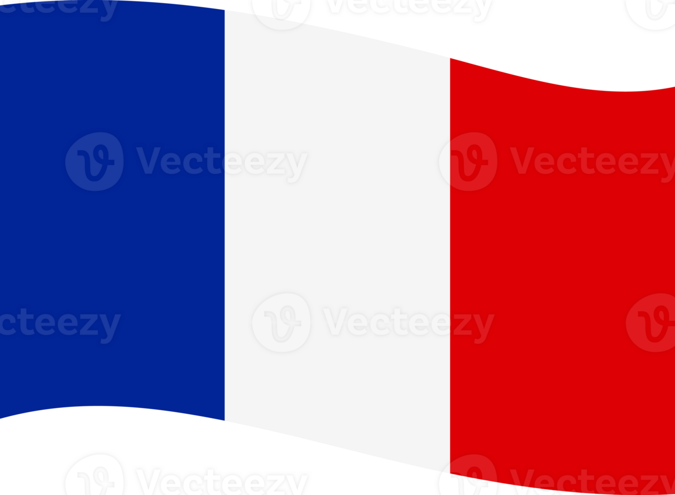 Hand painted waving France flag with smooth brushstrokes and fabric texture png