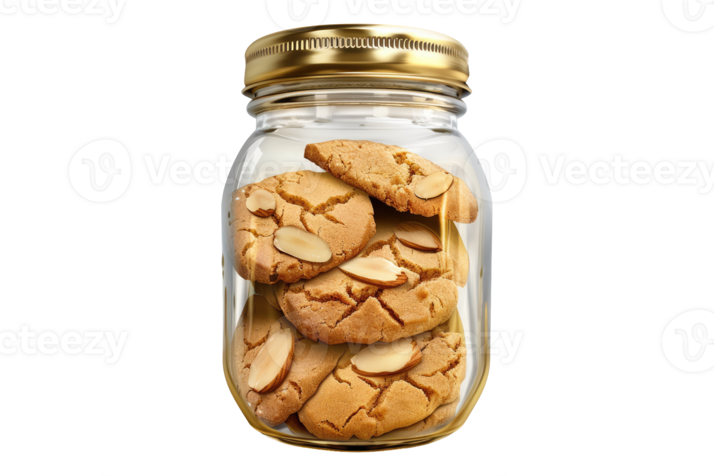 Almond biscotti cookie in a jar isolated on transparent background png