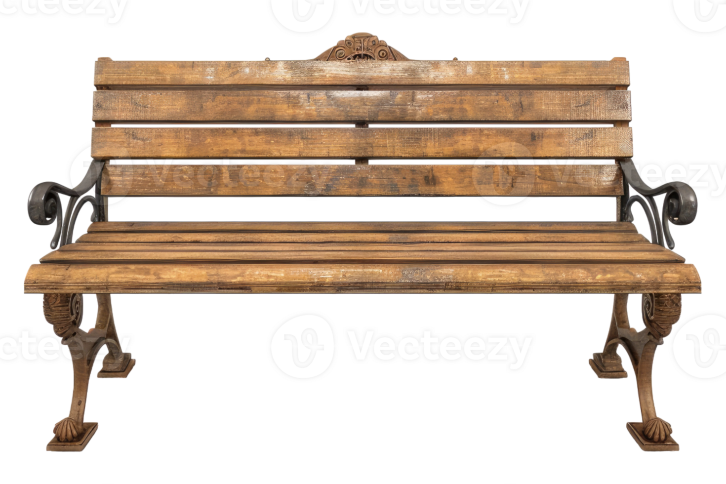 Wooden bench isolated on transparent background png