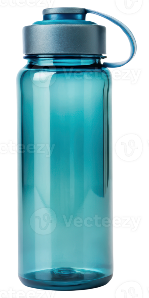 Sleek blue water bottle for hydration on the go isolated on a transparent background png