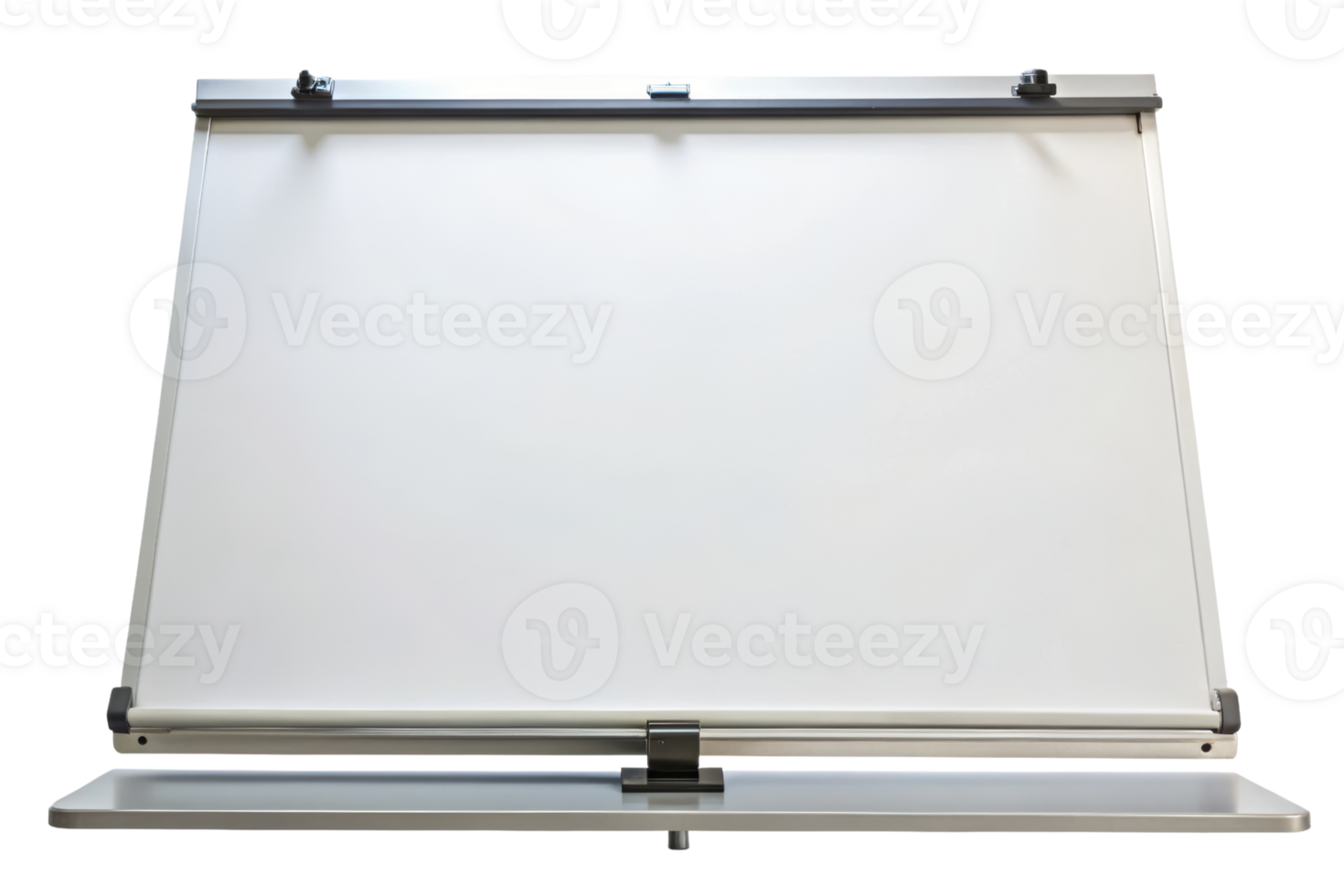 Large whiteboard with adjustable stand for presentations isolated on a transparent background png